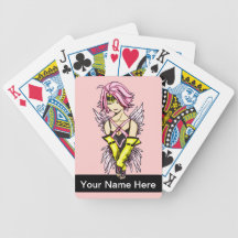 AnimeFairie flicka som leker kort Spelkort