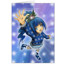 Animeflickan Julhälsningar Hälsningskort