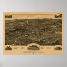 Anniston AL 1887 panorama- kartafågelöga beskådar Print