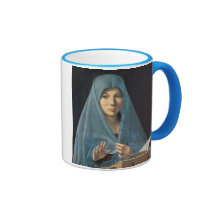 Annunciationen, 1474-75 (olja på panel) kaffe muggar