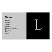 Anpassningsbar lyftt silver initialt "L" visitkort