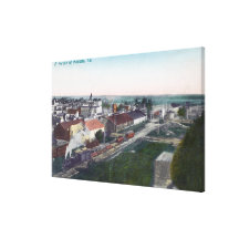 Antennen beskådar av en portion av CityModesto, CA Canvasduk Med Gallerikvalitet