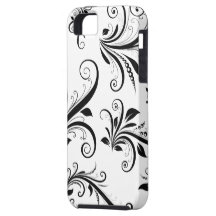 Antik damastsvart för Venetian prydnad, vit iPhone 5 Case-Mate Fodral
