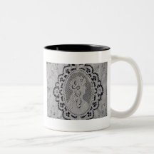 Antik Madeira broderad dam Kaffe Muggar