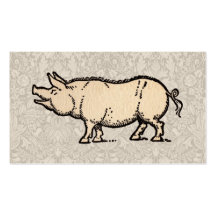 Antik Piggy illustration för vintagegris Visitkort Mallar