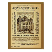 Antik storslagen centralhotellannons New York City Vykort