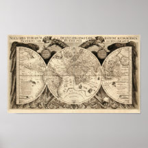 Antik världskarta av Philipp Eckebrecht - 1630 Affischer