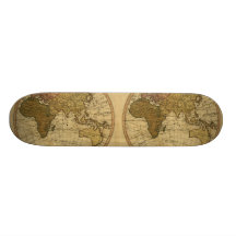 Antika William Faden 1786 östliga halvklotkarta Anpassningsbara Skateboard
