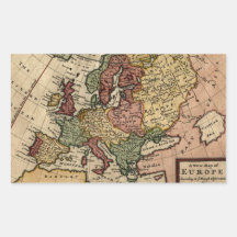 Antikvarisk karta 1721 av Europa av den Herman mol Klistermärken