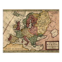 Antikvarisk karta 1721 av Europa av den Herman mol Anpassningsbara Tillkännagivanden