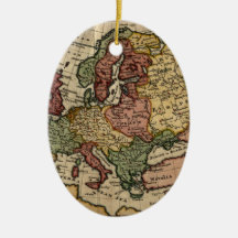 Antikvarisk karta 1721 av Europa av den Herman mol Juldekoration