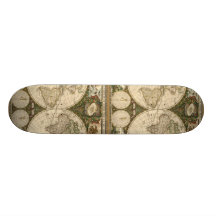 Antikvitetvärldskarta 1660 av Frederick de Intelli Skate Deck