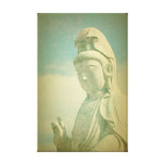 Antiqued Buddha staty Sträckta Canvas Tryck