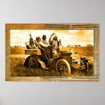 APACHES OCH GERONIMO SOM KÖR EN MOTORISK BIL PRINT