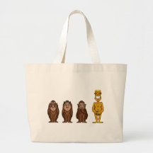 Apan ser ingen ondska tote bag