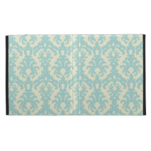 Aqua and cream damask iPad folio covers