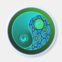 Aqua virvlar runt Yin Yang Kylskåpmagneter