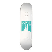 Aqua- & vitbrud- och brudgumbröllopSilhouettes Skate Decks