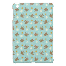 Aqua with brown and cream leaves iPad mini cases