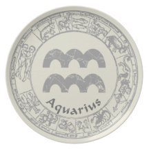 AquariusZodiac undertecknar vintage Fest Tallrikar