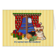 "Är det Santa! Få kakorna! "Corgijulkort
