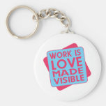 Arbete är kärlek gjorda synliga Keychain Nyckelringar