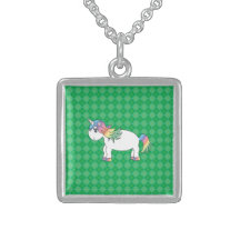 Argyle för grönt för regnbågeunicornhalsband