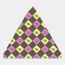 Argyle sköldpaddamönster på svart triangle sticker