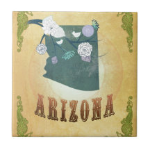 Arizona karta med älskvärda fåglar keramiska plattor