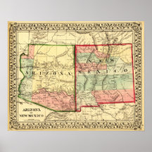 Arizona och ny MexicoPanoramic karta Posters