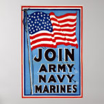 ArmémarinMarines~Vintage världskrig Affisch
