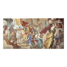 Armén av öppenhjärtigarna under Charlemagne i Cien Fotokort