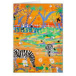 Art Card: Stripy Safari Sunset at the Zoo. Zebras. kort