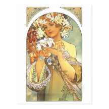 Art nouveau - Alphonse Mucha "blomma ", Vykort
