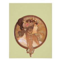Art nouveau - Alphonse Mucha Byzantinehuvud Anpassningsbara Tillkännagivanden