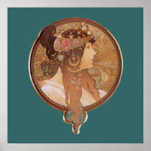 Art nouveau - Byzantinehuvud, brunettaffischen