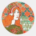 Art nouveau~ Jane av Louis John Rhead Klistermärke