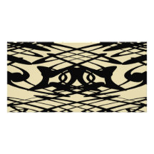 Art nouveaumönster i beige och Black. Anpassingsbara Fotokort
