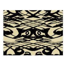 Art nouveaumönster i beige och Black. Vykort