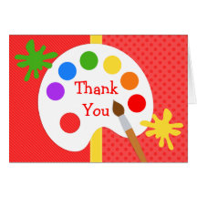 Art Painting Birthday Party Thank You Greeting Cards