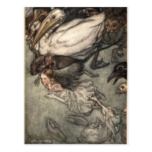 Arthur Rackham illustration Alice i underland Vykort