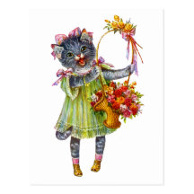 Arthur Theile kattunge med blommabasketen Vykort