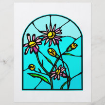 Astor blom- målat glass #0033 flyg blad