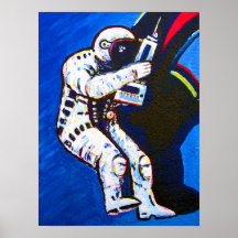 Astronaut blåttbakgrund affischer