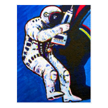Astronaut blåttbakgrund vykort