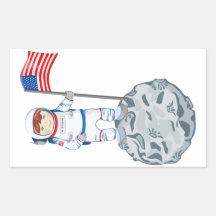 Astronaut med namn bricka retangel klistermärke