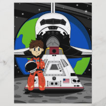Astronaut- och rymdfärjareklamblad full färg flygblad
