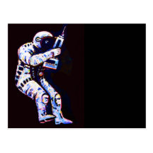 Astronaut svart bakgrund vykort