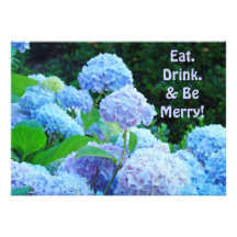 Äta drinken är glada inbjudankortvanlig hortensia