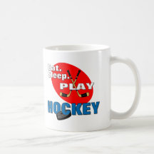 Äta sömnlekhockey kaffe kopp